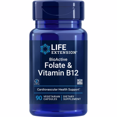 BioActive Folate Vitamin B12 Life Extension 90 Vegetarian Capsules