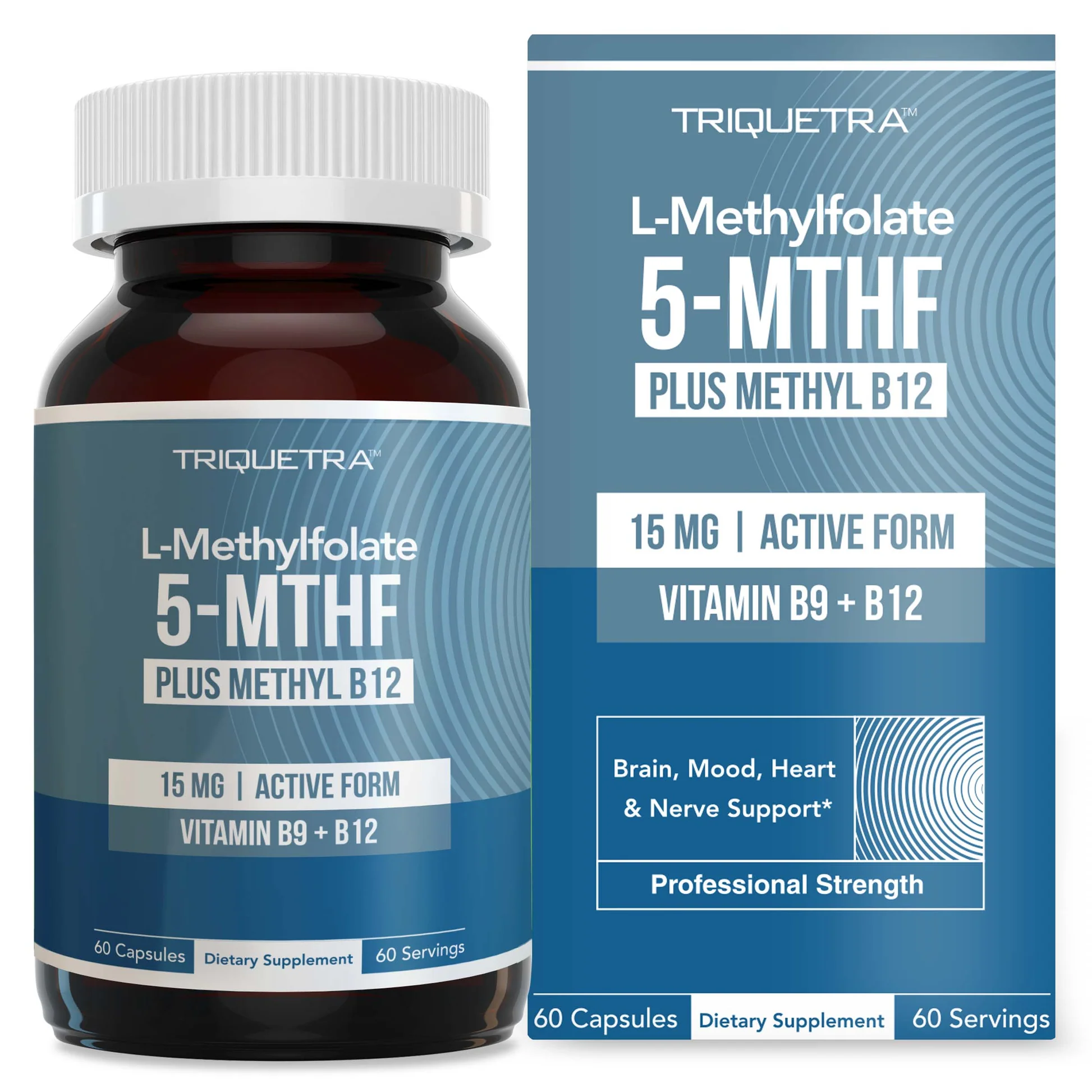 L-MethylFolate 15mg 5-MTHF Plus Methyl B12 Triquetra 60 viên