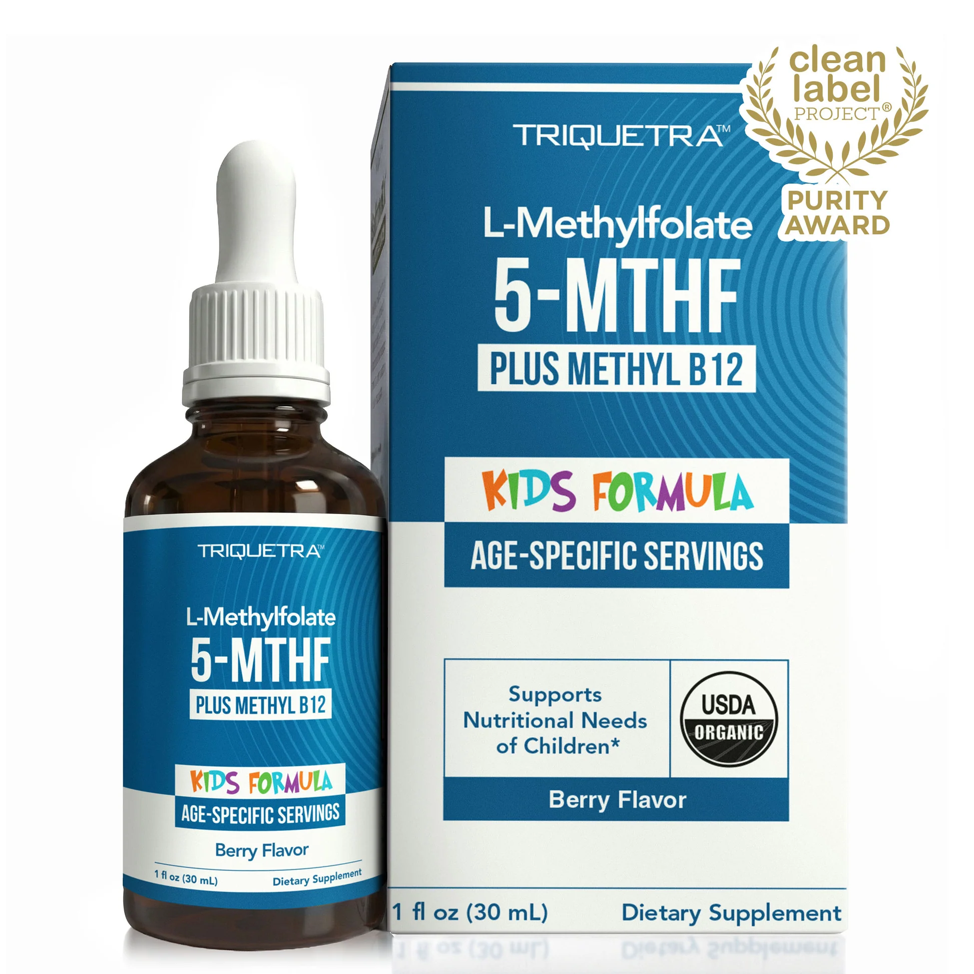 Kids L-MethylFolate 30ml 5-MTHF Plus Methyl B12 Triquetra Health