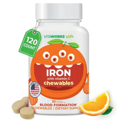 VitaWorks Iron with Vitamin C Chewables 120 viên - Bổ sung Sắt và Vitamin C