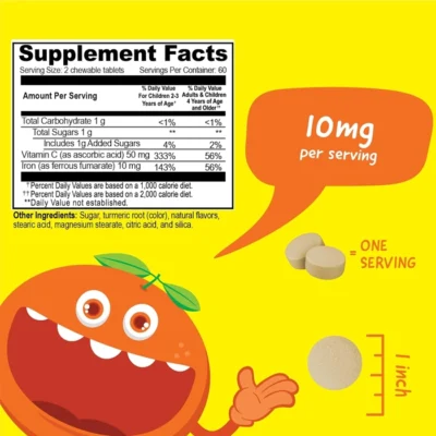 VitaWorks Iron with Vitamin C Chewables 120 viên - Bổ sung Sắt và Vitamin C