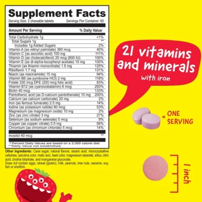 Vitaworks Multivitamin with Iron Chewables 120 viên - Bổ sung vitamin và khoáng chất