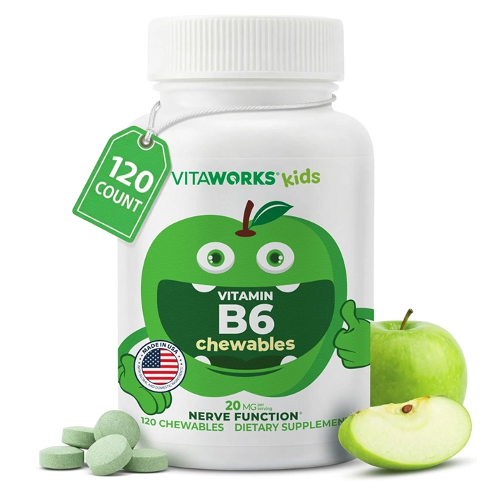 VitaWorks Vitamin B6 20mg Chewables 120 viên - Bổ sung vitamin B6 VitaWorks Vitamin B6 20mg Chewables 120 viên - Bổ sung vitamin B6