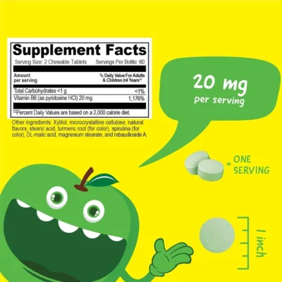 VitaWorks Vitamin B6 20mg Chewables 120 viên - Bổ sung vitamin B6